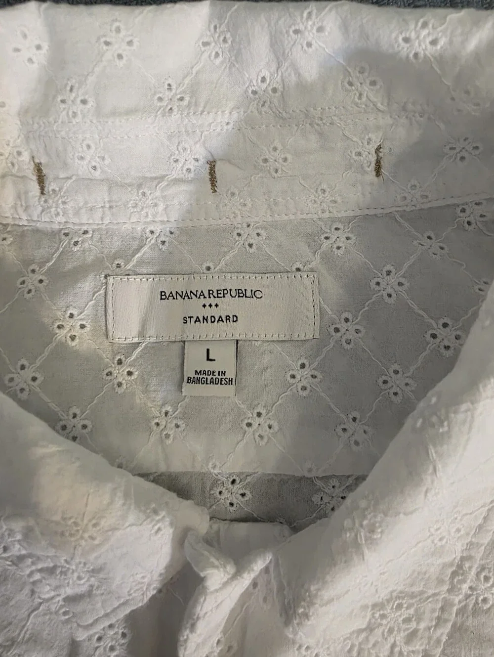 Banana Republic White Eyelet Button-Front Top